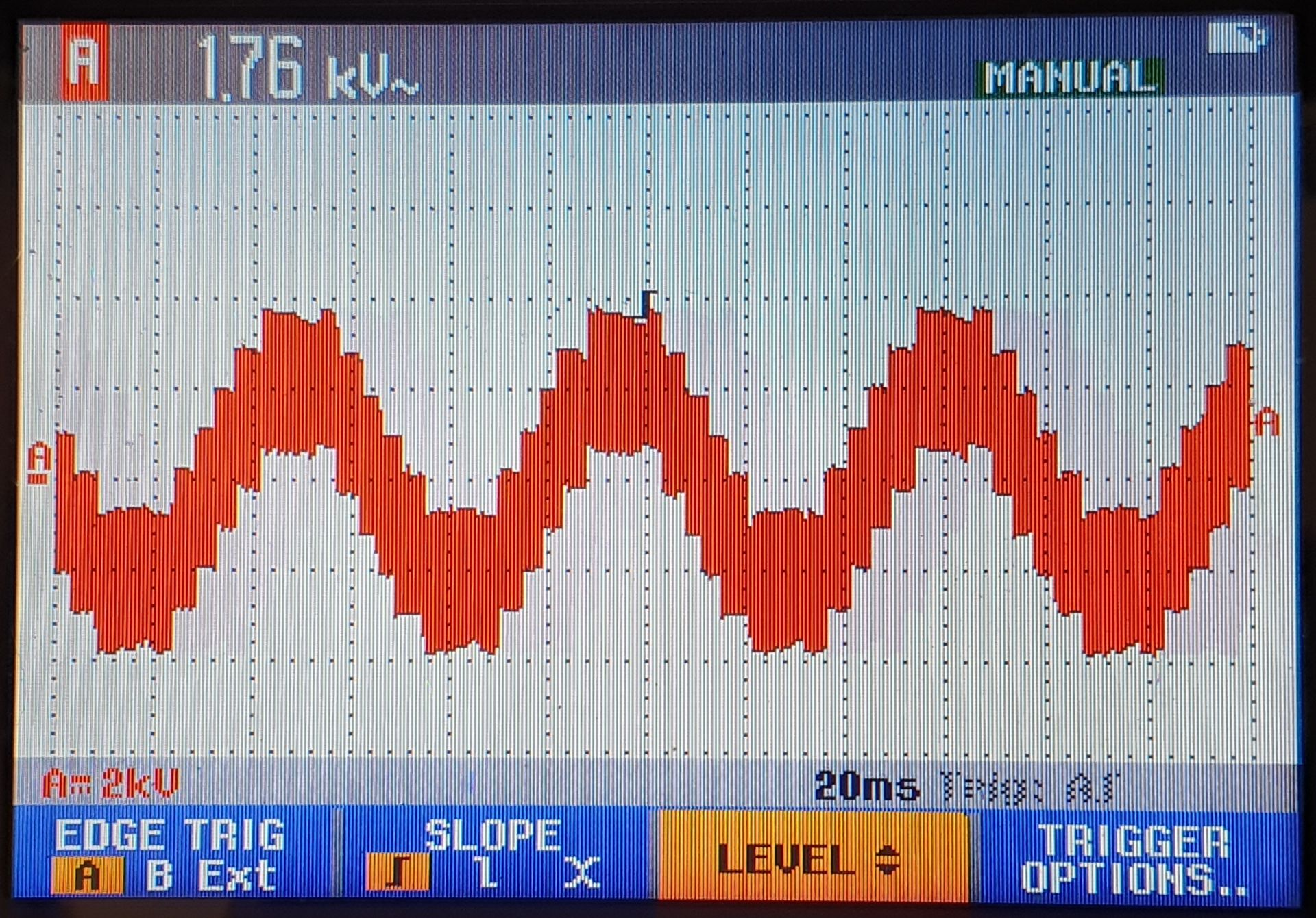 Осциллограмма выходного напряжения высоковольтного ПЧ с делителя Tektronix